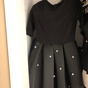 Black dress with pearls